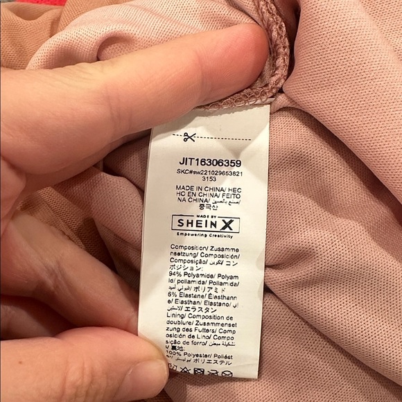 4/$25 NWT SHEIN TrendsL'Amorae Ruched Mesh Bustier Bodycon Dress Dusty Pink Sz L - Picture 12 of 12
